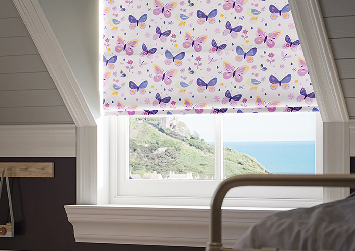 Butterfly Garden, Enchanting Purples - Motorised Roman Blind - Image 5